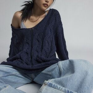 Navy Cable Knit Sweater